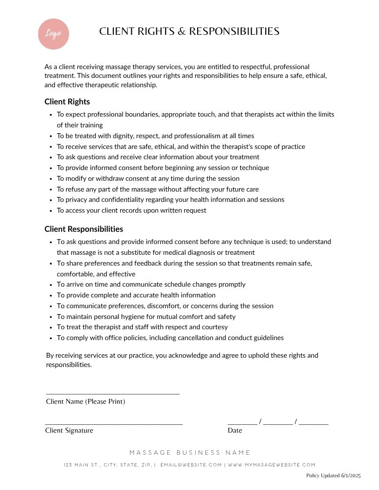 Massage Client Rights & Responsibilities - JPG Customizable