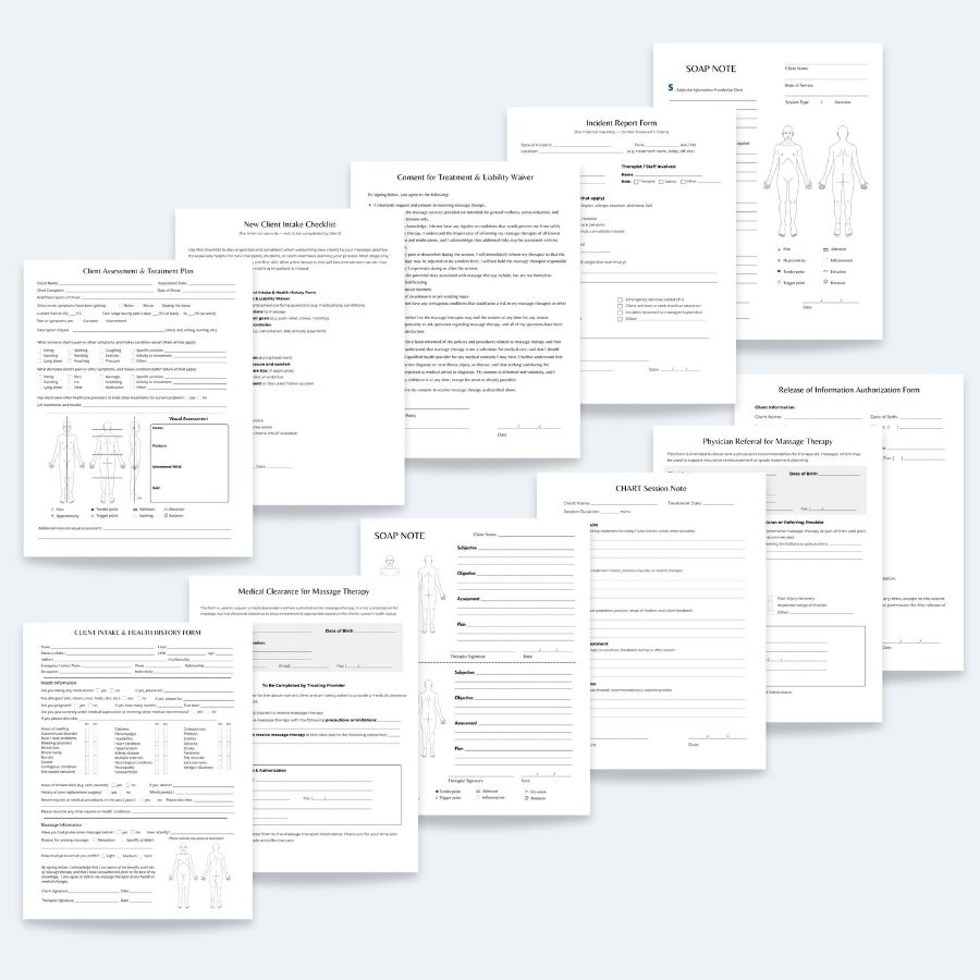 Massage Forms Bundle Sales Page - What's Inside