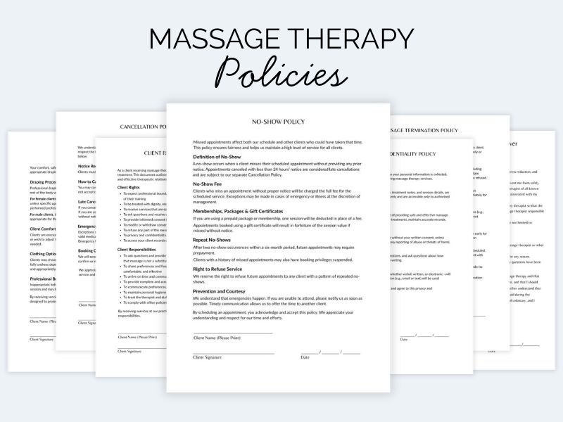 Massage Policy Bundle - PDF and editable templates