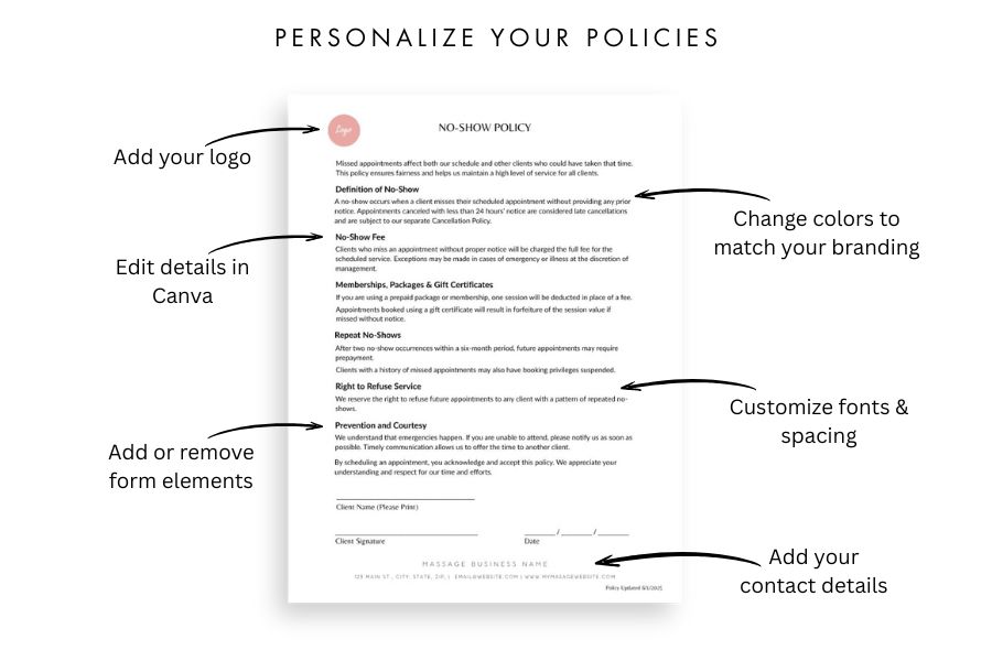 How to personalize your massage policy templates with Canva